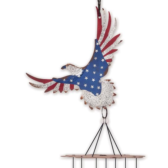 Sunset Vista Designs® 32" Metal Patriotic Soaring Eagle Wind Chime